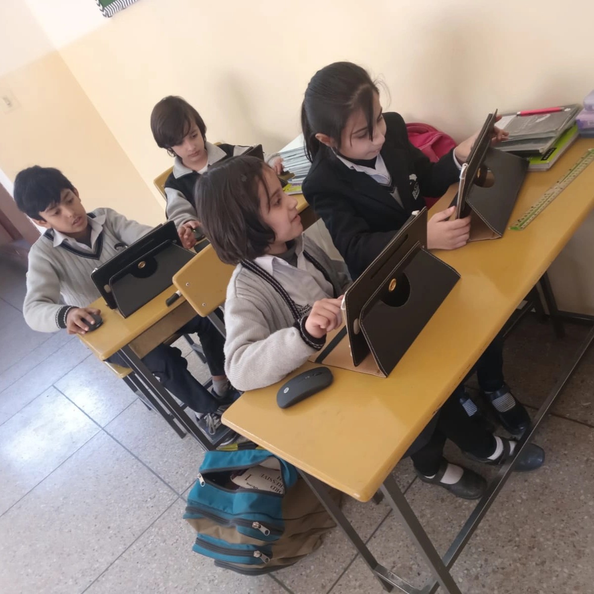 A child working on a robotics project